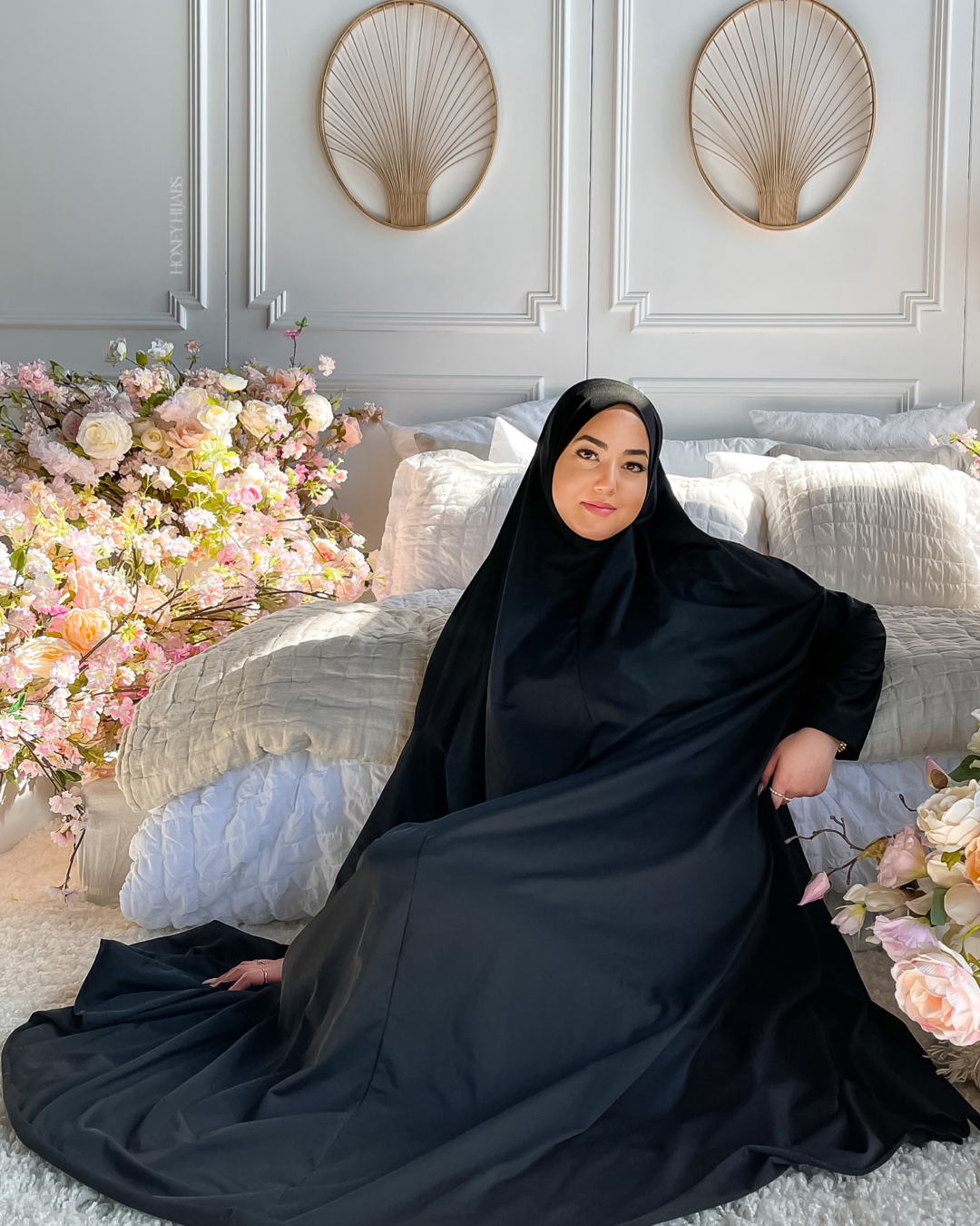 Full Coverage Prayer Hijab - Black - Honey Hijabs